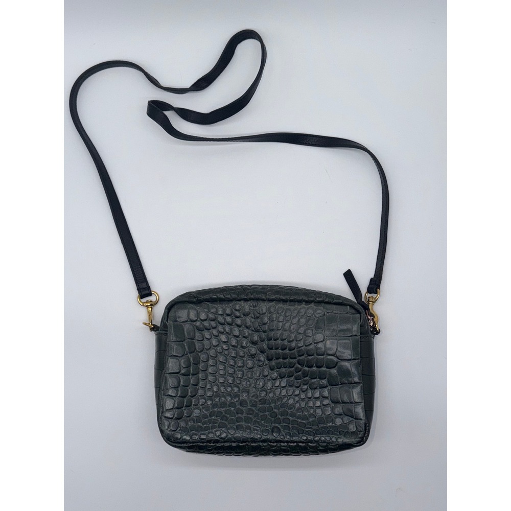 Clare V Midi Sac Croc Embossed Leather Handbag Women OS Green Crossbody Bag - Picture 2 of 12